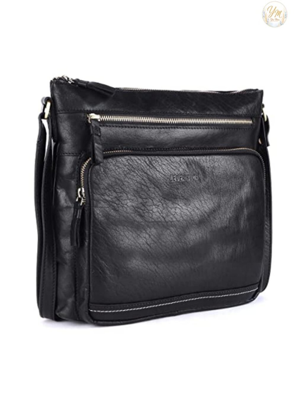 Genuine Leather Extra Large Crossbody Bag Triple Zip